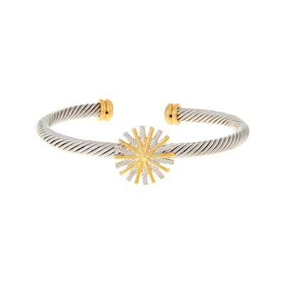 Juvell Gold Two-Tone Plated Twisted Cable Bangle Bracelet