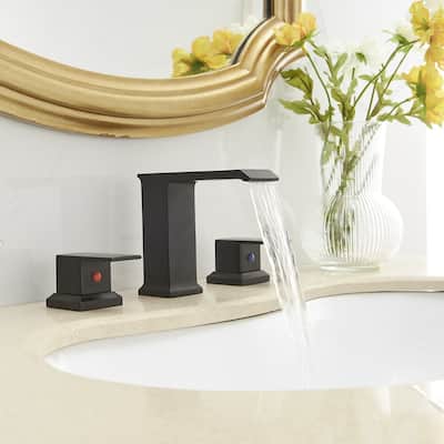 2-Handle Widespread Bathroom Faucet with Pop-up Drain and Supply Hose
