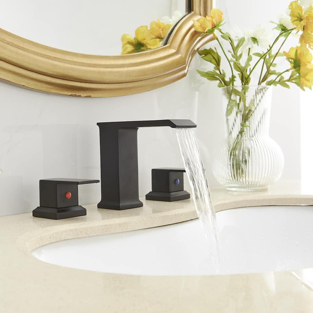 2-Handle Widespread Bathroom Faucet with Pop-up Drain and Supply Hose