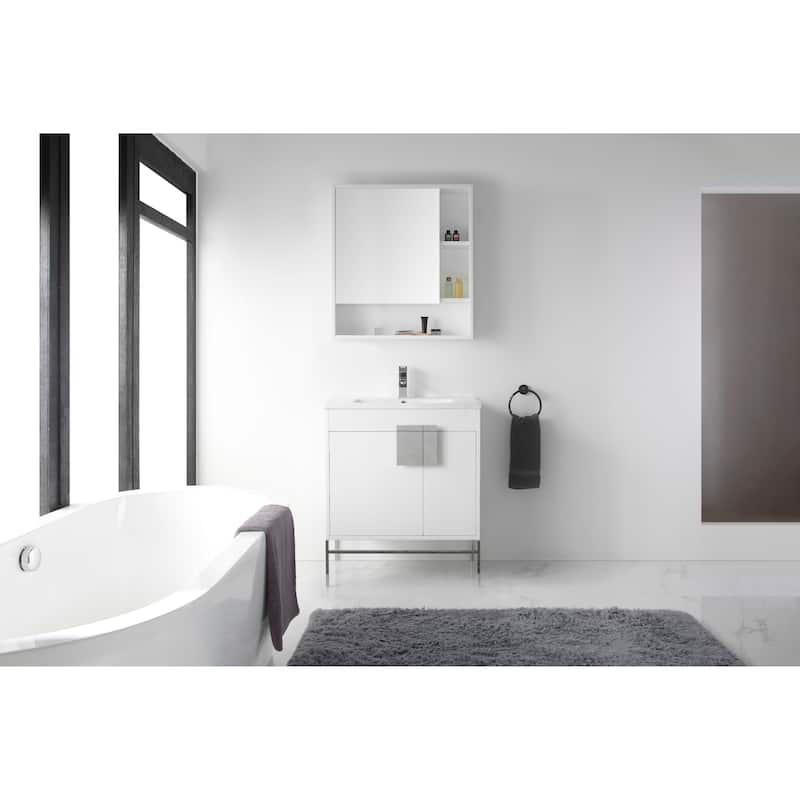 Modern Bathroom Vanity Set, Vireous China Sink Top 30"
