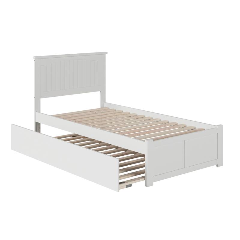 AFI Nantucket Twin Size Platform Bed with Footboard and Twin Trundle in White