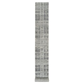 Shahbanu Rugs Light Gray, Hand Knotted, Modern Design, Hand Spun Undyed ...