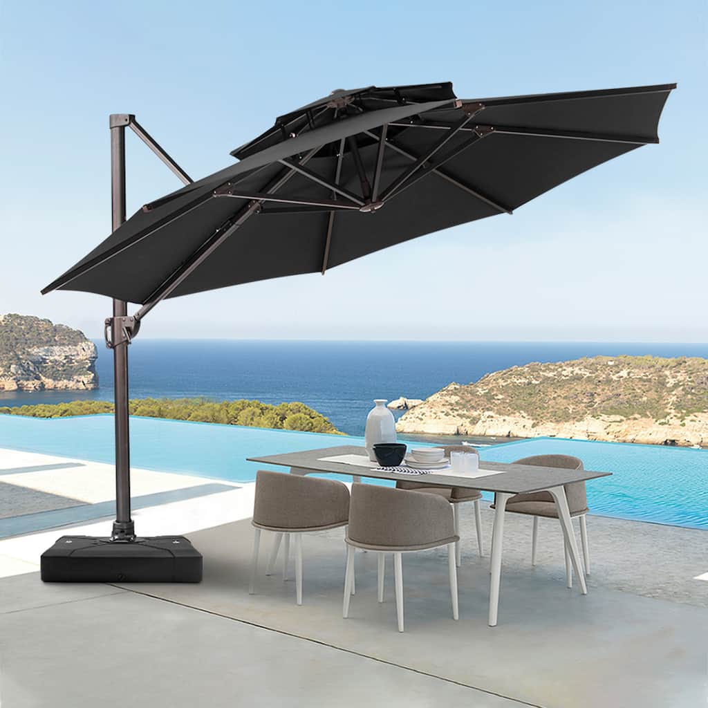 Pellebant Outdoor Round Cantilever Umbrella with Base