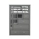 preview thumbnail 8 of 37, Twin Over Twin Bunk Bed with Trundle & Guardrail, Solid Wood Staircase 3-in-1 Bunk Bed Frame with 4 Storage Drawers for Kids