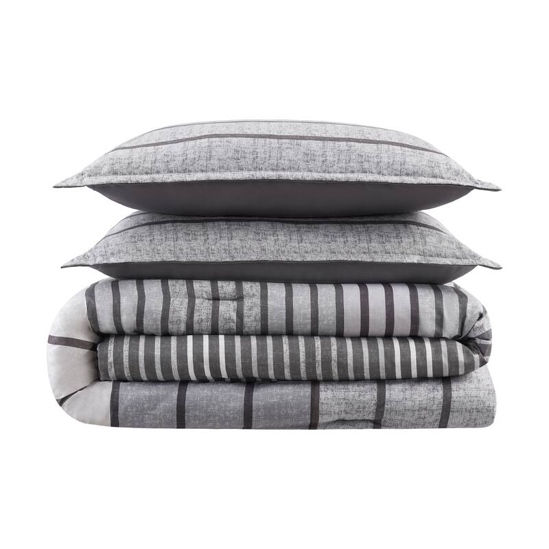 Serta Simply Clean Conrad Variegated Stripe Antimicrobial Comforter Set