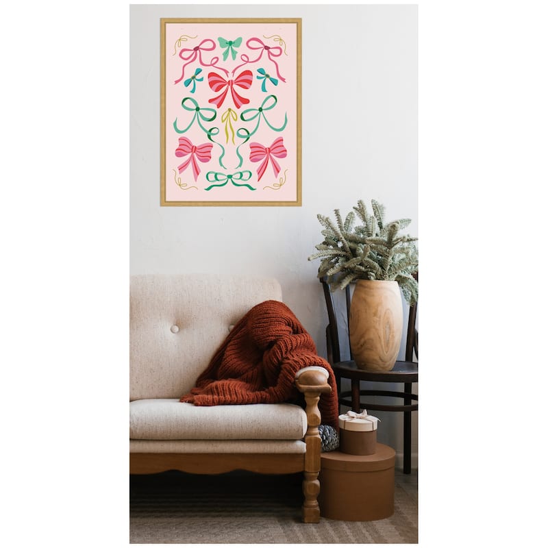Kate and Laurel Sylvie Framed Canvas Christmas Bows by Rachel Lee