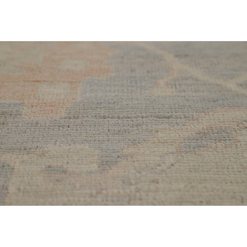 Vegetable Dye Blue Oushak Turkish Rug Hand-Knotted Wool Carpet - 5'11"x 9'7"