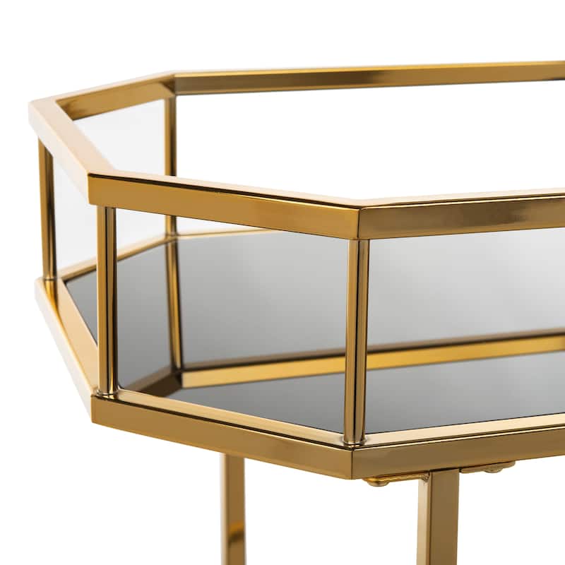 SAFAVIEH Katica 2-Tier Octagon Bar Cart - 29.6" x 16.5" x 29.8" - 30Wx17Dx30H