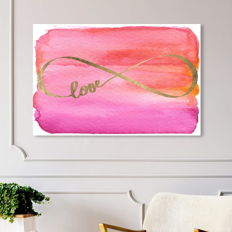 Wynwood Studio Canvas Typography and Quotes Love Infinity Gold Pink and Gold Modern & Contemporary Wall Art Canvas Print - 30 x 45