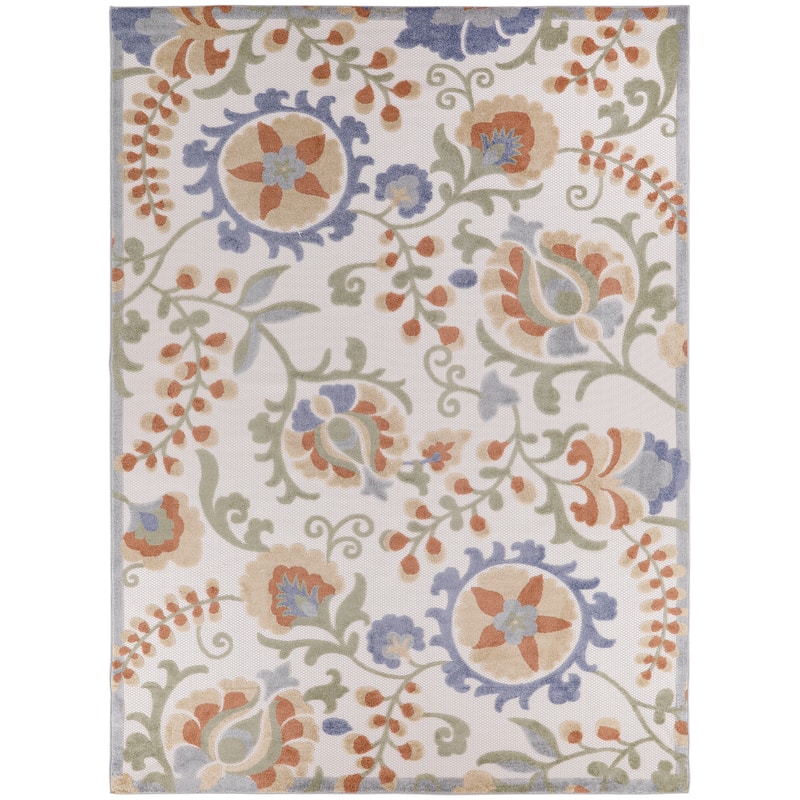 Nourison Alice Indoor/Outdoor Floral Area Rug - 7'10" x 10'6" - Ivory/Blue