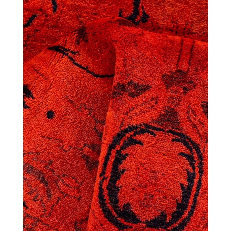 Overdyed, One-of-a-Kind Hand-Knotted Area Rug - Orange - 3' 2" x 5' 1"
