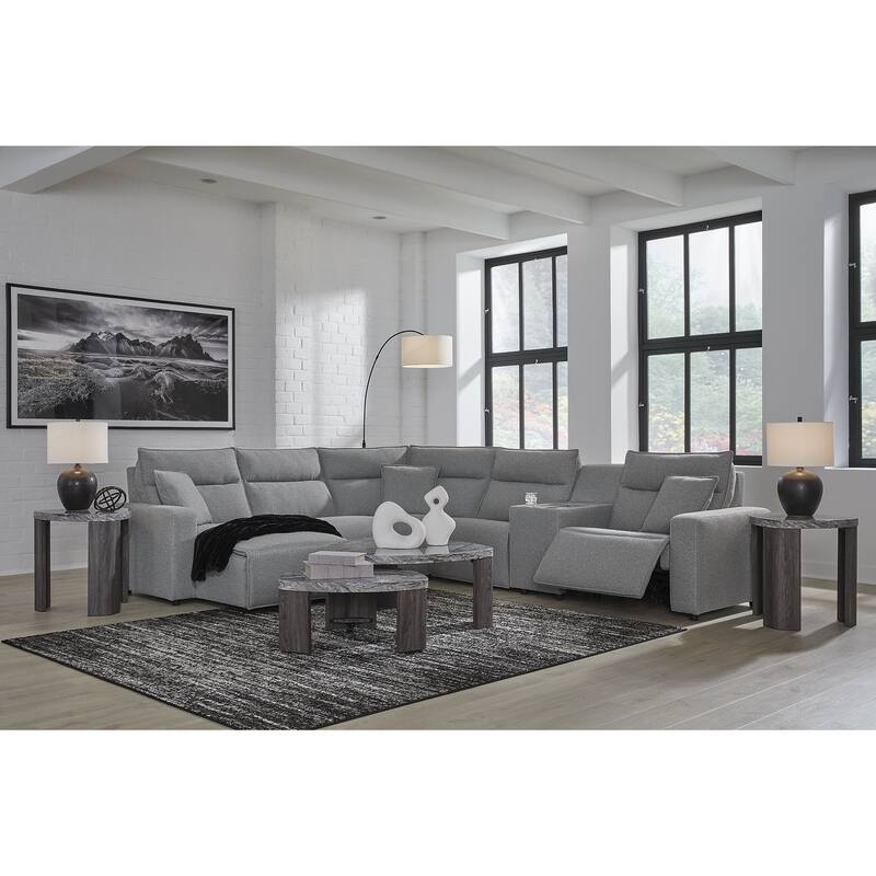 Signature Design by Ashley Modmax Gray 6-Piece Power Reclining Sectional with Chaise - 143" W x 125" D x 41" H