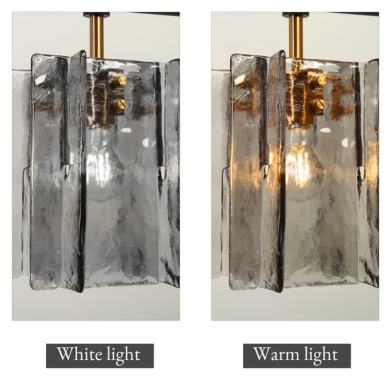 Kasy Modern 5-Light Smoky Textured Glass Chandelier Oversized Kitchen Island Light for 8-10 Dining Sets