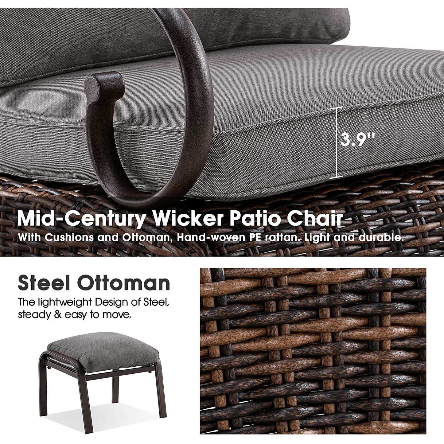 Wicker chair 2025 and ottoman cushions