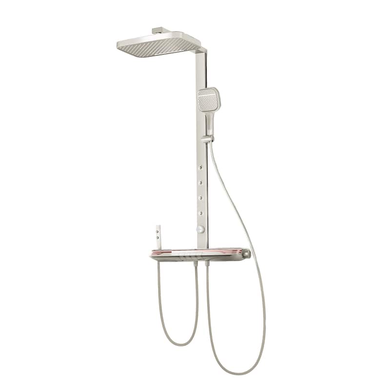 12.99" Solid Brass Five-function Digital Display Thermostatic Shower System with Rough in-Valve