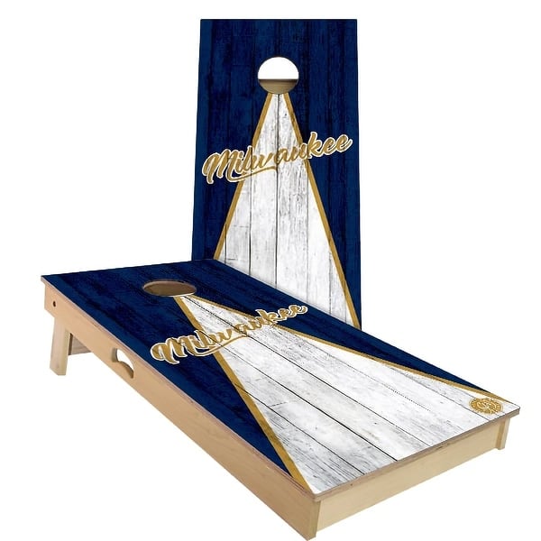 slide 2 of 9, Milwaukee Triangle Baseball Outdoor Cornhole Board Set
