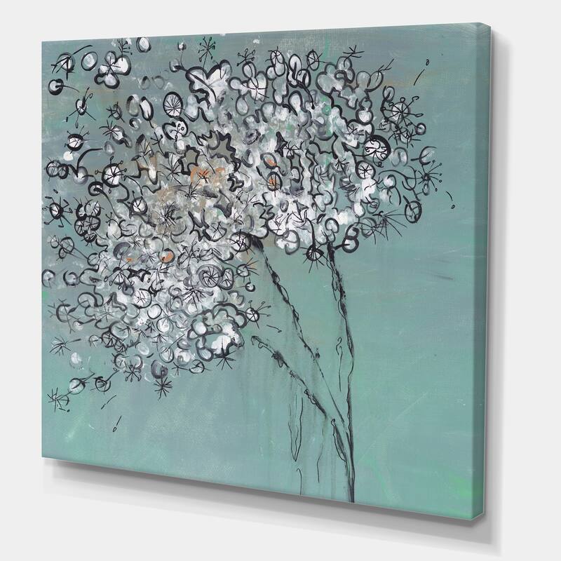 Designart "Teal Blossoming Dandelion" Modern & Contemporary Canvas Art Print