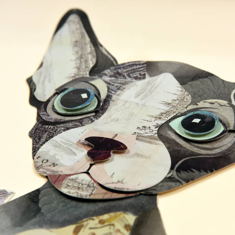 Empire Art "Sphynx" Alex Zeng's dimensional collage, under glass & a black shadow box frame