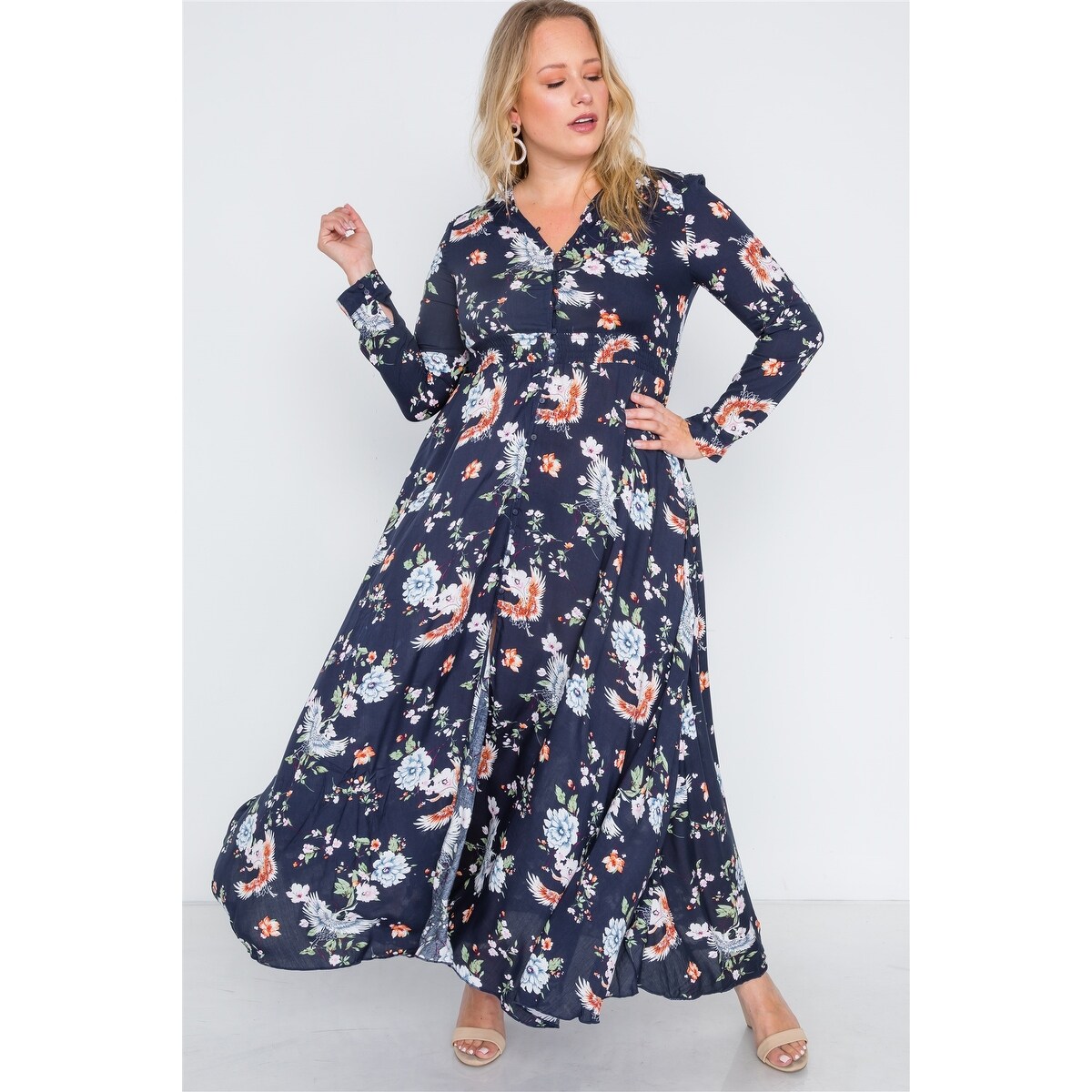 button down maxi dress plus size