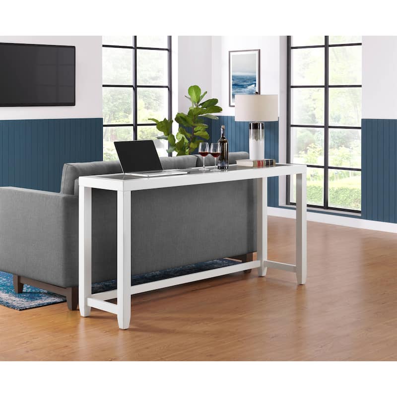 Cordero Wood Glass Top 72-Inch Wide Counter Height Console Bar Table and 3 Stools Set