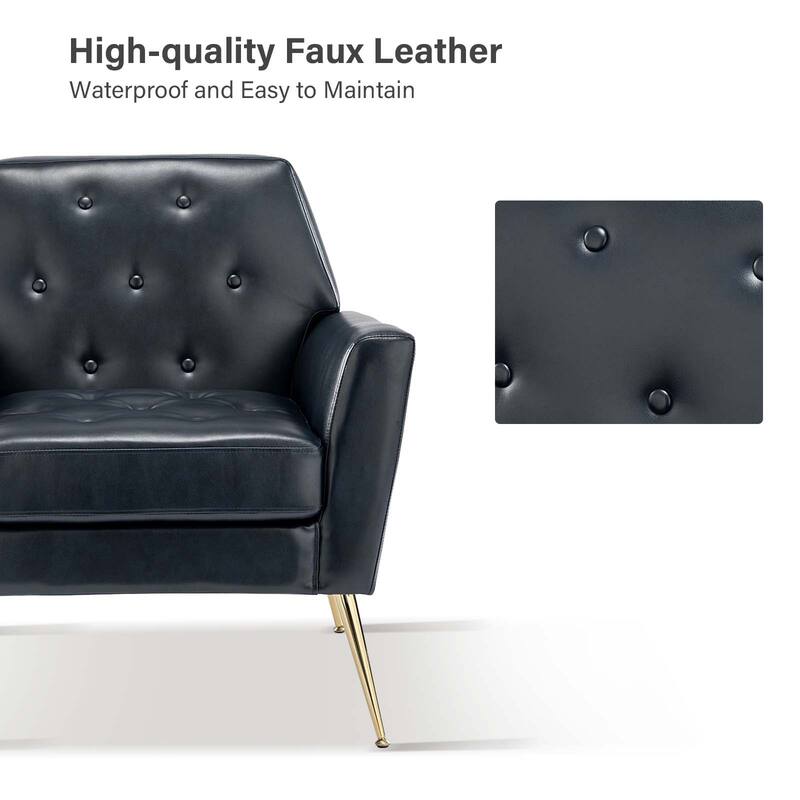 Mavortius Vintage Design Armchair with Button-tufted Back Set of 2 with Gold Legs