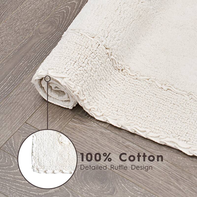 Laura Ashley Ruffle Border Pure Cotton Bath Rugs
