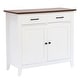 preview thumbnail 4 of 13, White Wood 2-Drawer 2-Door Sideboard Storage Cabinet - 32.83" H x 35.81" W x 15.75" D