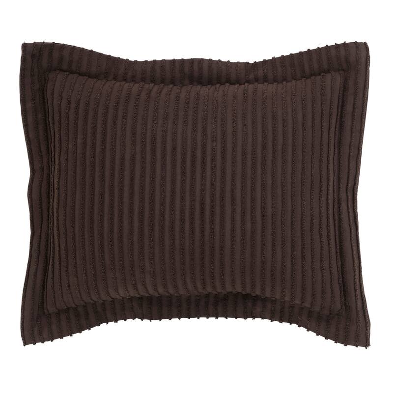Better Trends Jullian Bold Stripes Design 100% Cotton Tufted Shams Machine Washable Tumble Dry - Chocolate - Standard Sham