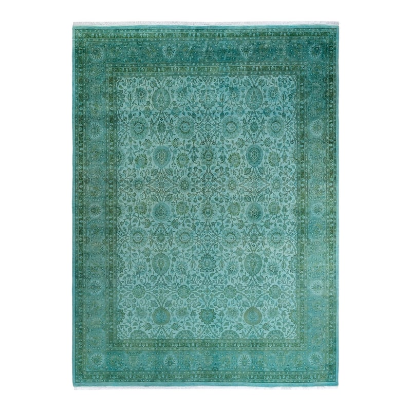 Fine Vibrance, One-of-a-Kind Hand-Knotted Area Rug - Green, 8' 2" x 10' 5" - 8' 2" x 10' 5"