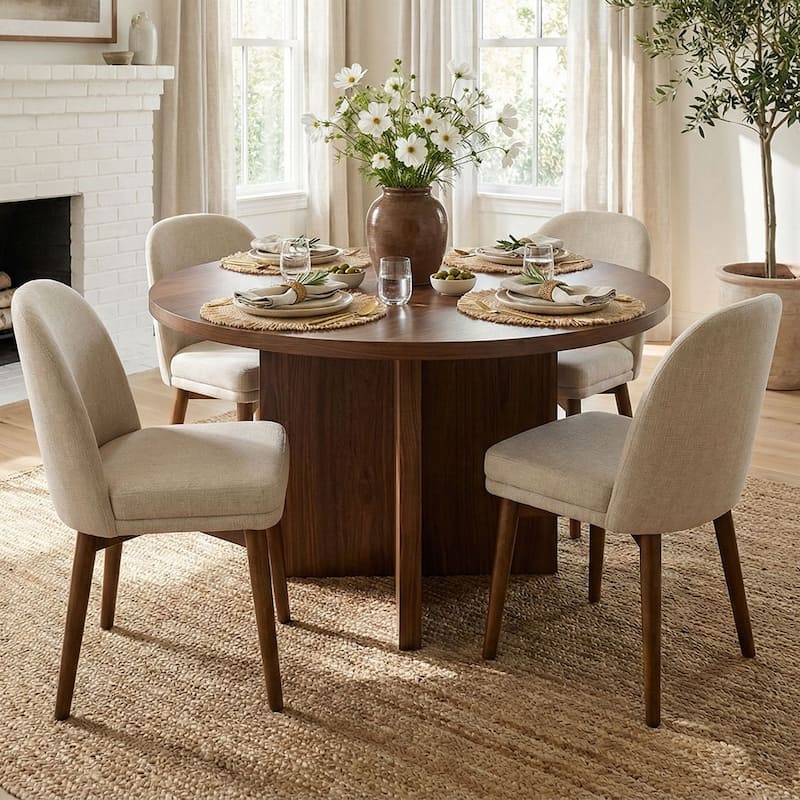 Modern Parsons Dining Chairs with Solid Wood Legs