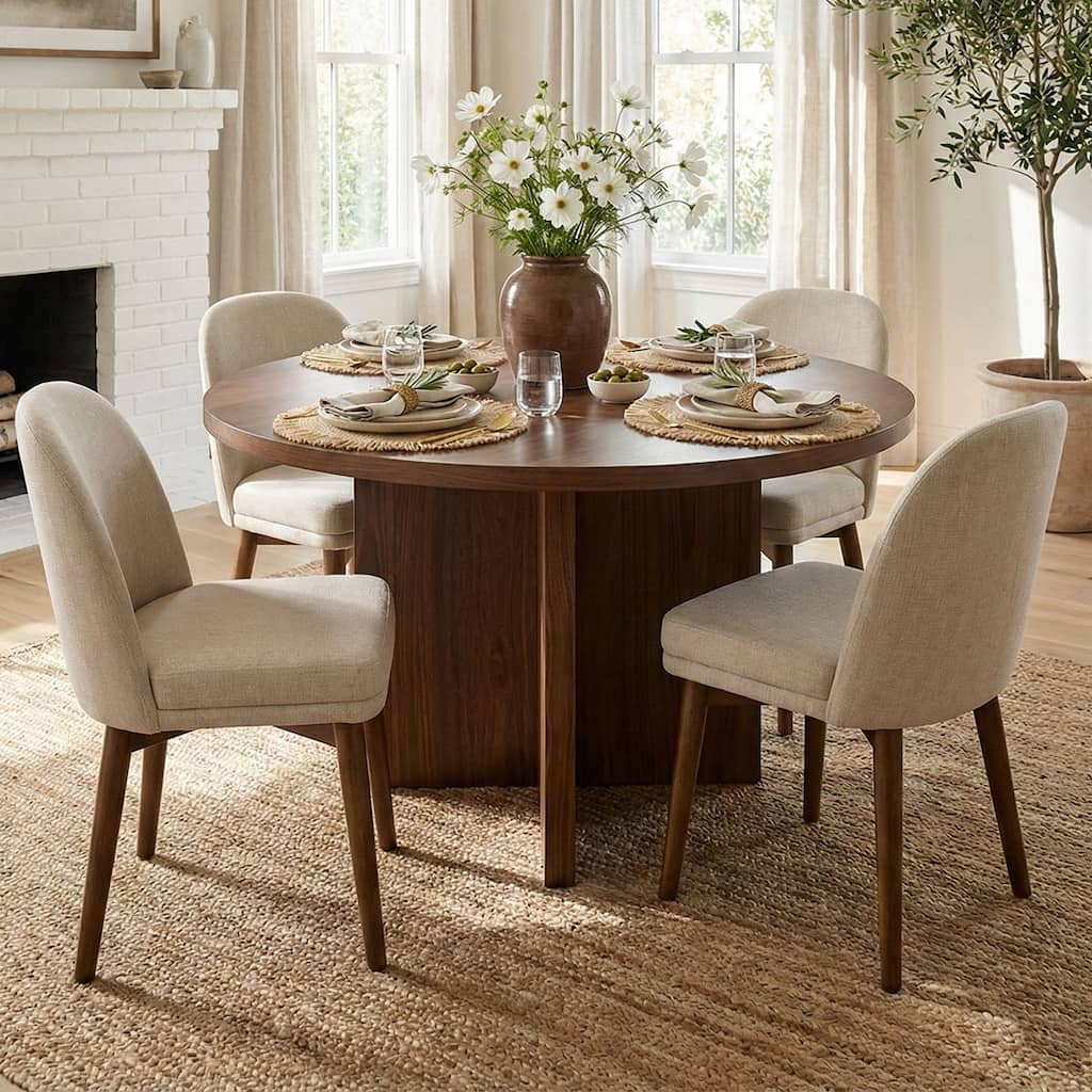 Modern Parsons Dining Chairs with Solid Wood Legs