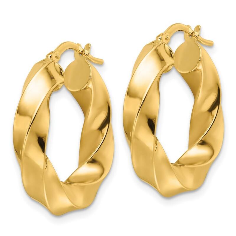 Curata 10k Yellow Gold Polished 22x5.25mm Twisted Round Hoop Earrings