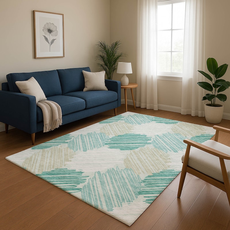 Premium Washable Super Soft Casual Contemporary Mayfield Rug - Teal - 3' x 5'