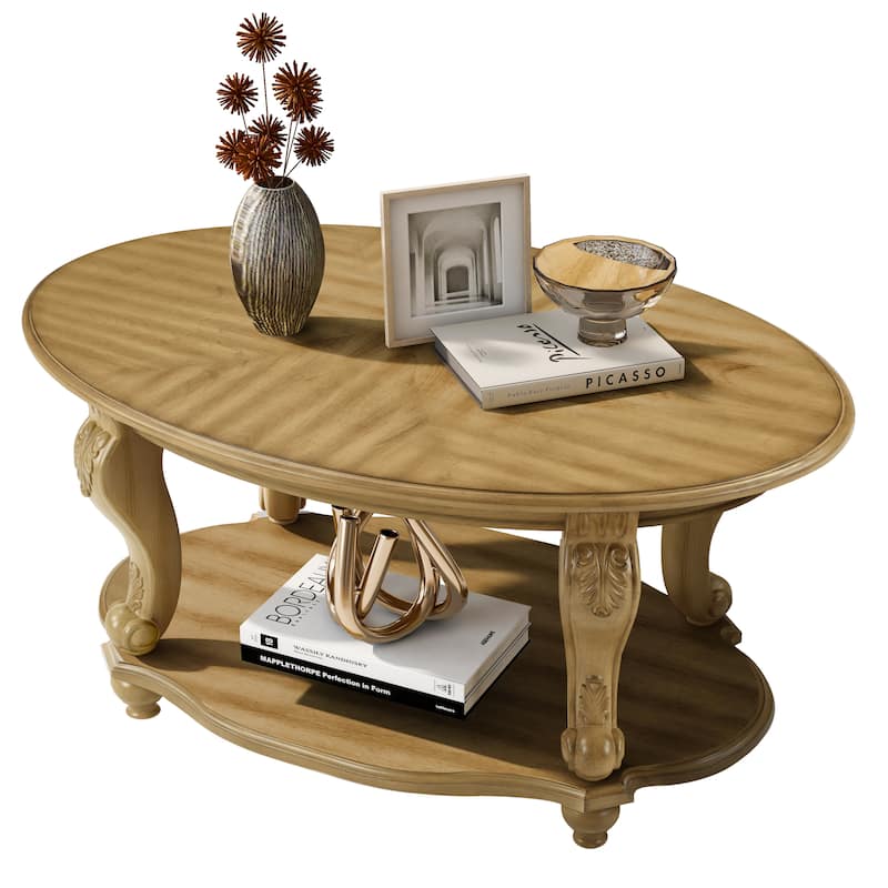 42'' oval wood coffee table for Living Room