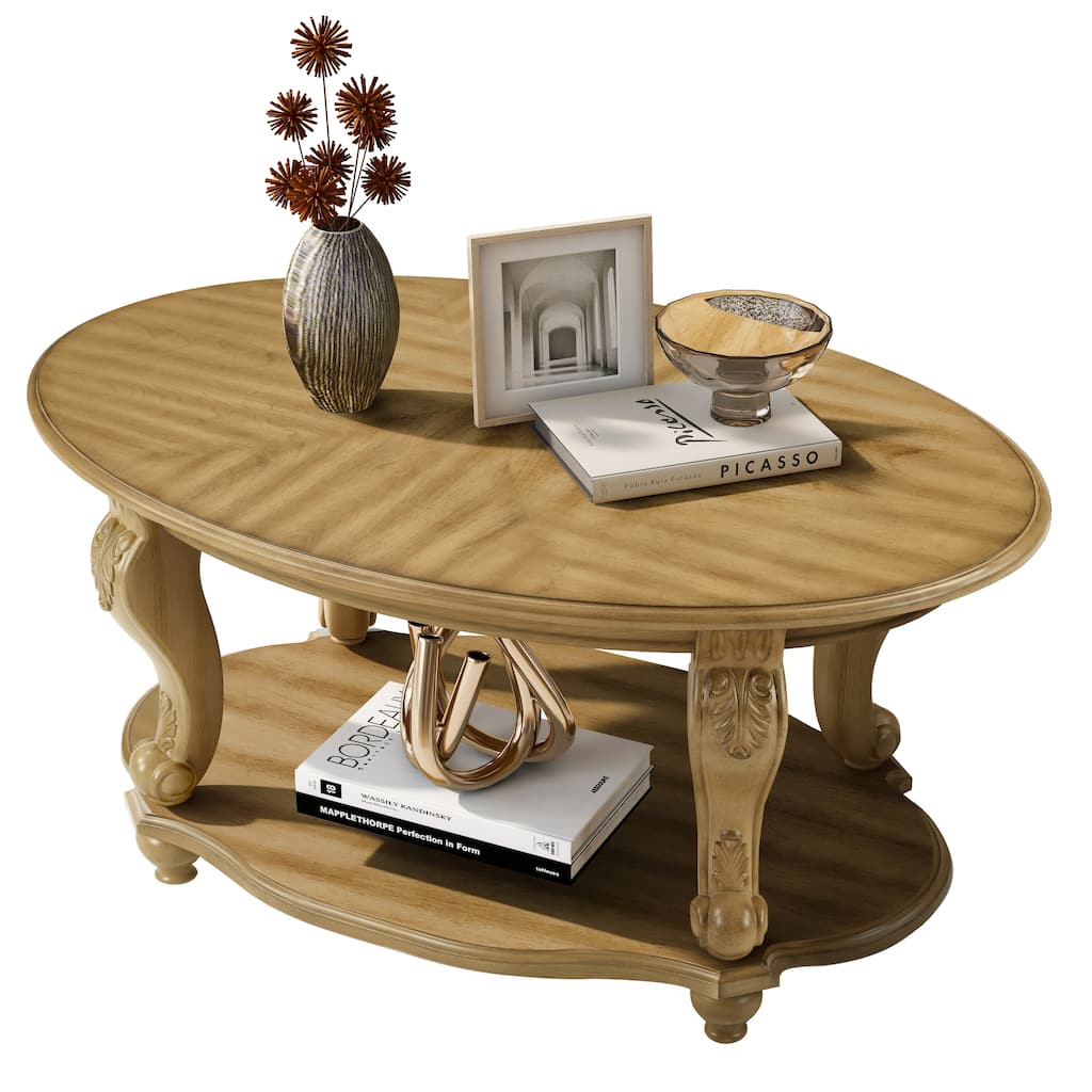 42'' oval wood coffee table for Living Room
