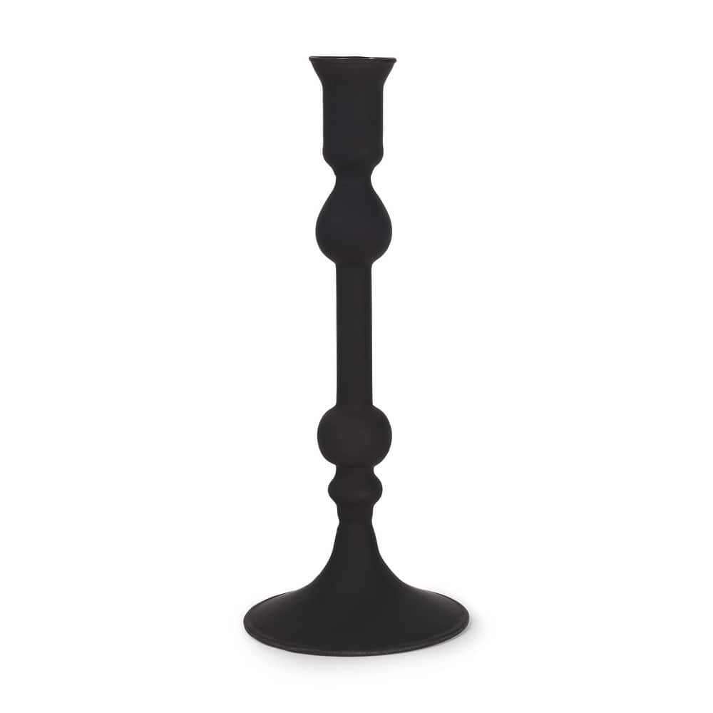 Haute Large Matte Black Blown Glass Candlestick