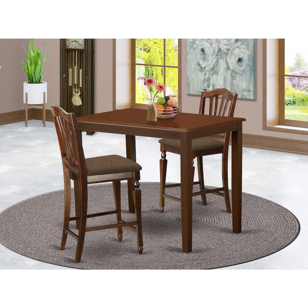 Cool Counter Height Dining Set - 5 Piece Table & Bar Stools - Modern Mahogany Finish