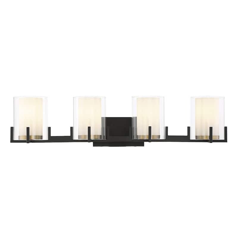Savoy House 8-1977-4 Eaton 4 Light 33" Wide Bathroom Vanity Light - Matte Black / Warm Brass