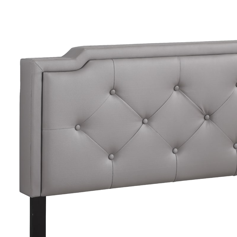 Solid Leather Adjustable Queen Panel Bed - 85" - Gray