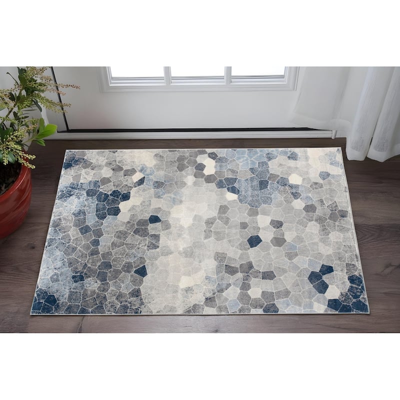 HomeRoots Cobblestone Contemporary Rectangle Area Rug - 36 in. x 27 in. x 0.4 in. - 36 in. x 27 in.  x 0.4 in.