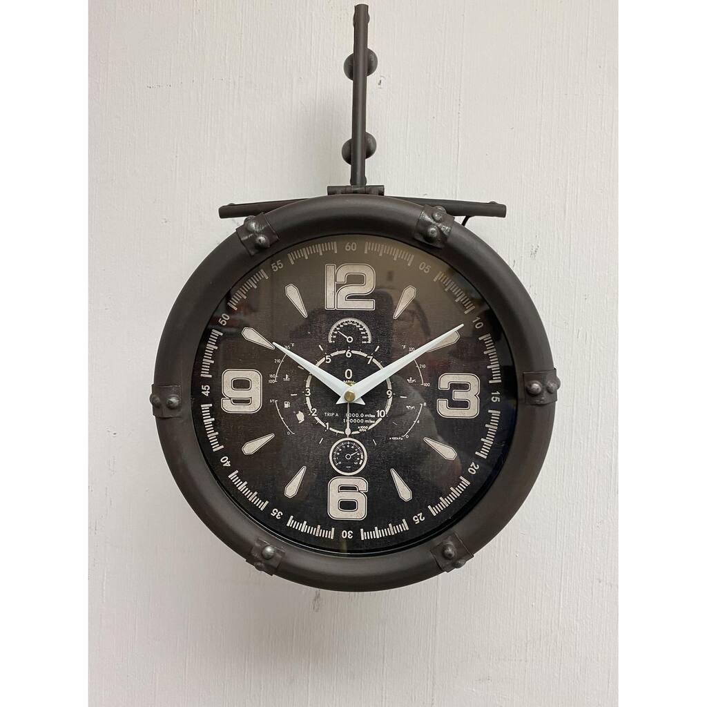 Metal Medium Rusty Vintage Fighter Jet Wall Clock with Black Clock Face - 56.3*18.1*8
