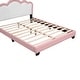 preview thumbnail 36 of 37, Twin Upholstered Platform Bed with Crown-Shaped Headboard, Pink & White Princess Design, Sturdy PU Leather Frame
