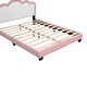 preview thumbnail 29 of 57, Upholstered Platform Bed w/ Crown Headboard, Leather Princess Bed Frame with Wood Slats Support for Kids Teens
