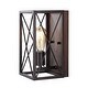 preview thumbnail 4 of 9, Arden X-Frame 6" 1-Light Farmhouse Rustic Iron LED Sconce, Oil Rubbed Bronze/Wood Finish by JONATHAN Y