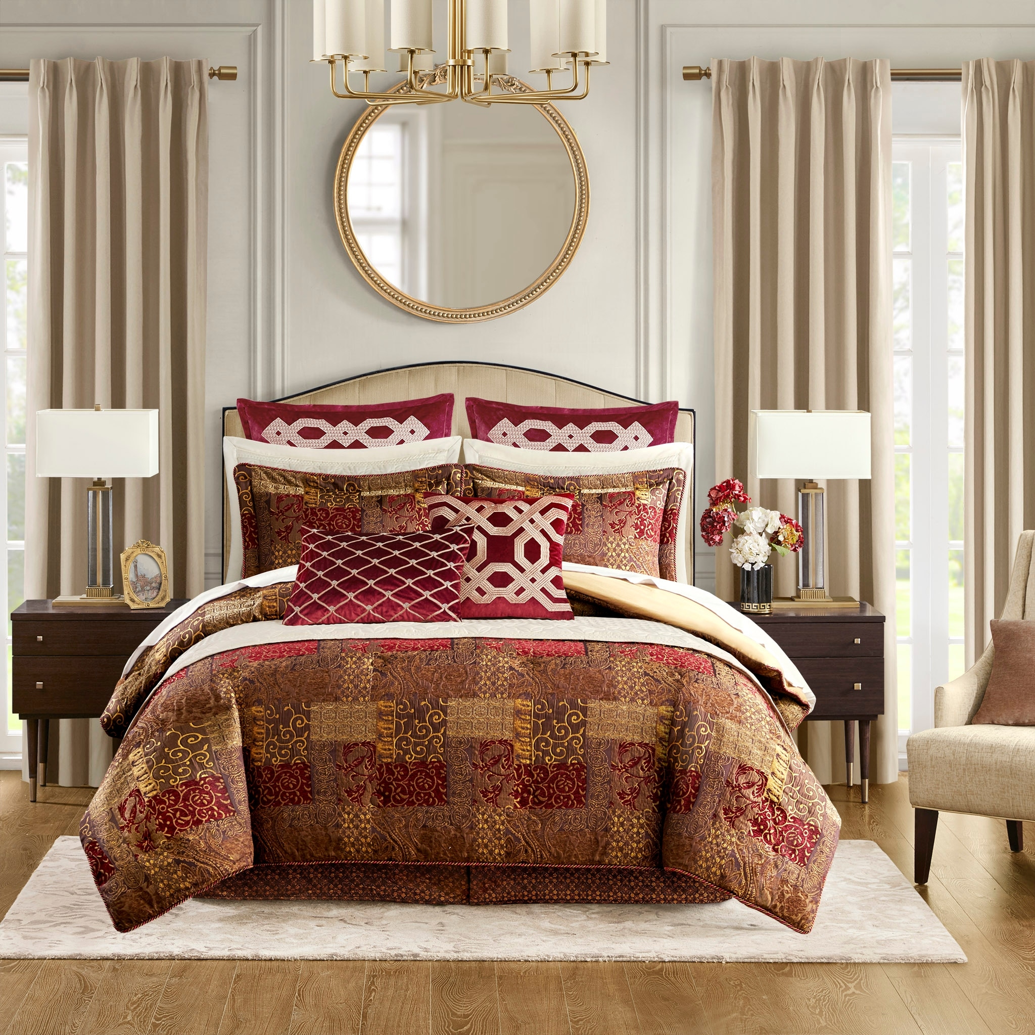 Croscill Galleria Chenille Jacquard 4-Piece Comforter Set with Bed Skirt and Shams