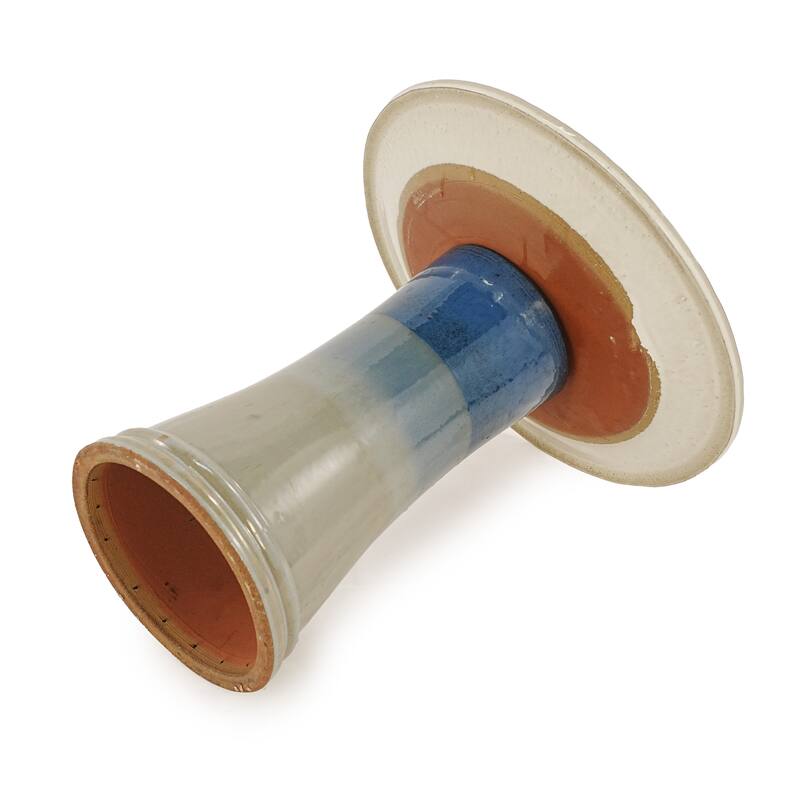 17"Ceramic Bird Bath for Outside, Elegant Tall Outdoor Bird Bath, Lightweight Pedestal Glazed Birdbaths with Swirl Pattern