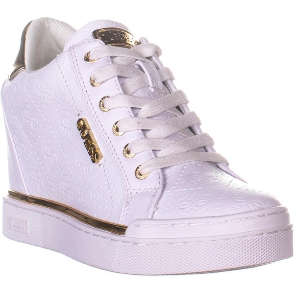 guess white wedge sneakers