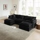 preview thumbnail 161 of 162, Cloud Chenille Upholstered Modular Sectional Sofa with DIY Combination Design Black 3-Seater Sofa+Ottomans*2