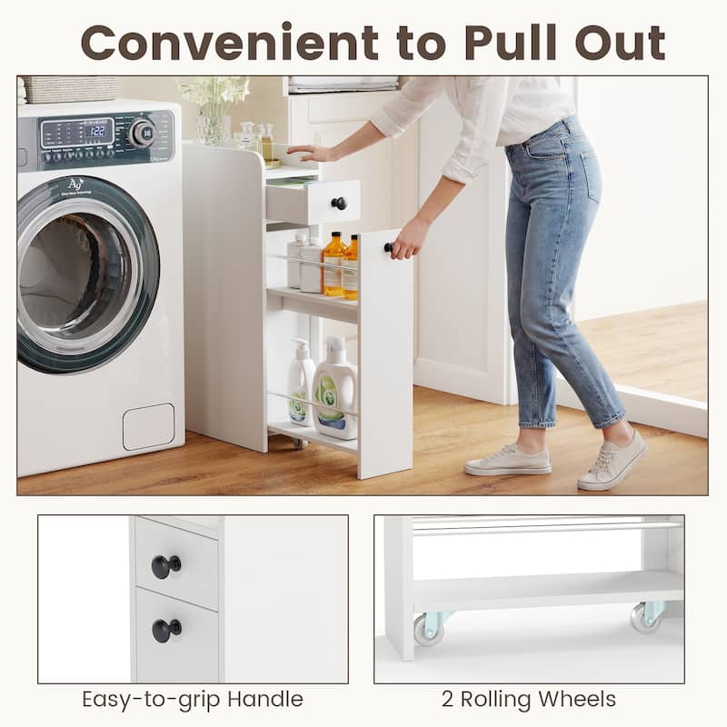 Gymax Small Bathroom Storage Cabinet 4-Tier Narrow Toilet Side Storage