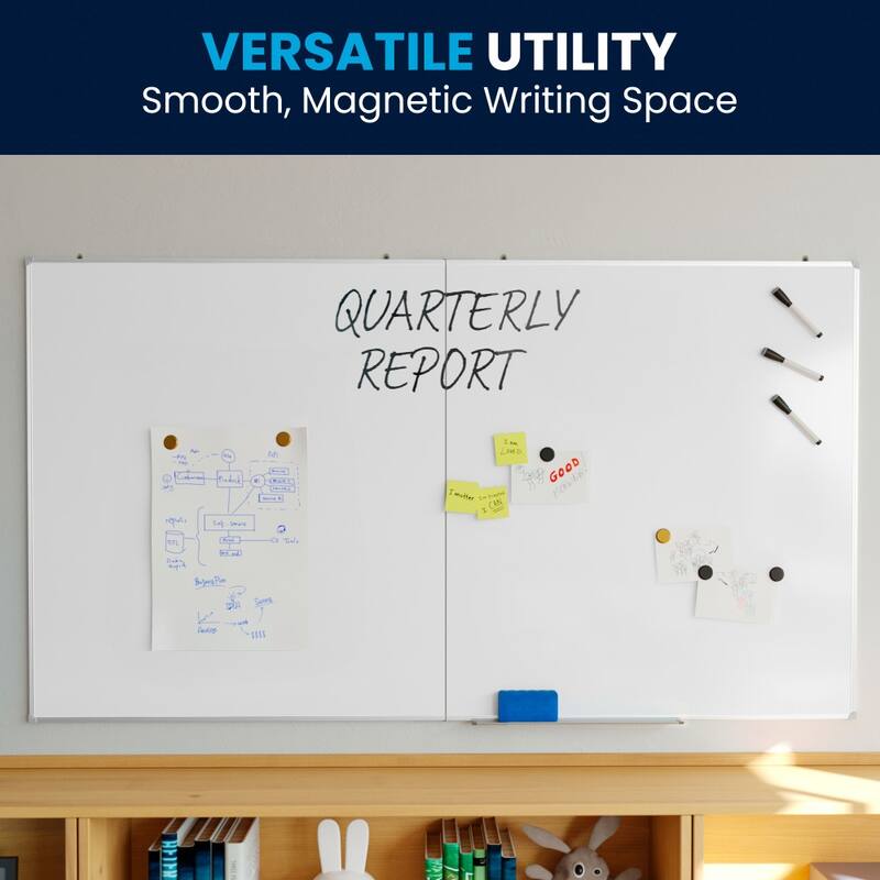 Aluminum Magnetic Dry Erase Board with Wall Mount, Marker Tray